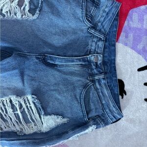 Distressed Blue Denim Shorts